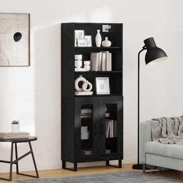 vidaXL buffetkast 2 st Zwart Eiken 69,5 x 34 x 180 cm, Minder dan 50 cm, Verzenden, Nieuw, Minder dan 100 cm