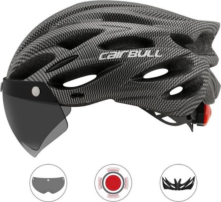 Carbon look 3 in 1 Fietshelm voor wielrennen en ATB +, Fietsen en Brommers, Fietsaccessoires | Fietskleding