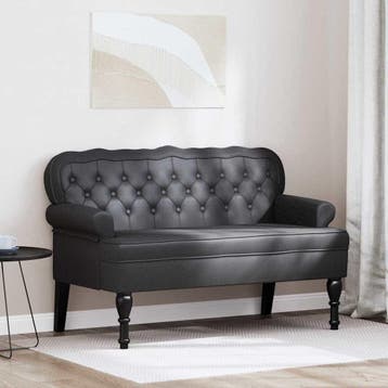 vidaXL Chesterfield Bank Zwart 119,5 x 64,5 x 75 cm Nep Leer, Verzenden, Nieuw, Leer, Minder dan 150 cm