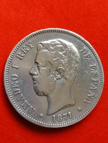 Spanje. Amadeo I. 5 Pesetas 1871 DEM (Zonder minimumprijs)