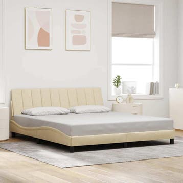 vidaXL Bedframe zonder matras Hanko stof crèmekleurig, Eenpersoons, Verzenden, Nieuw, 80 cm