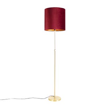 Vloerlamp goud/messing met velours kap rood 40/40 cm - Parte, Verzenden, Nieuw, Classic-antique