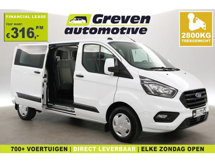 Ford Transit Custom 2.0 TDCI L2H1 | DC | 2800kg Trekgew. |, Auto's, Bestelauto's, Handgeschakeld, Diesel, Wit, Euro 6, Ford