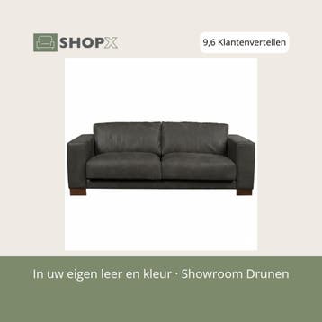 Leren bank Clear - 3 zits - Kenia Antracite (grijs) - Poten, Huis en Inrichting, Bohemian, Eigentijds, Modern, Retro, Vintage