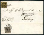 Baden 1851 - Gemengde frankering van de eerste uitgifte: 1, Gestempeld