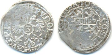 3 Kreuzer o J Salm Kirburg: Otto I zu Kirburg, 1548-1607:, Verzenden
