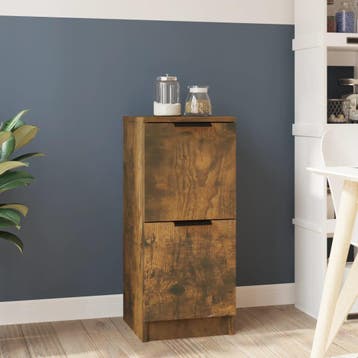 vidaXL Dressoir 30x30x70 cm bewerkt hout gerookt, Minder dan 50 cm, Verzenden, Nieuw, 25 tot 50 cm