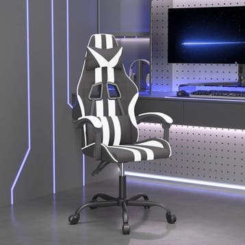 vidaXL Gamestoel draaibaar kunstleer zwart en wit, Verzenden, Nieuw, Wit