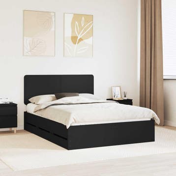 vidaXL Bedframe met lade met opslag Zwart 160 x 200 cm, Verzenden, Nieuw, Zwart, Hout