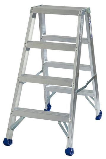 Trap, industrie trap, dubbelzijdig, 2 x 4 treden, met Beugel, Nieuw, Trap, Opvouwbaar of Inschuifbaar