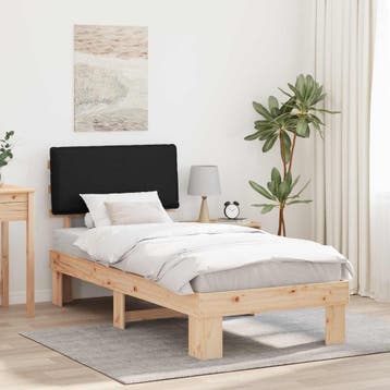 vidaXL Bedframe met Gevoerd Hoofdgedeelte Zwart 80 x 200 cm, Eenpersoons, Verzenden, Zwart, Nieuw