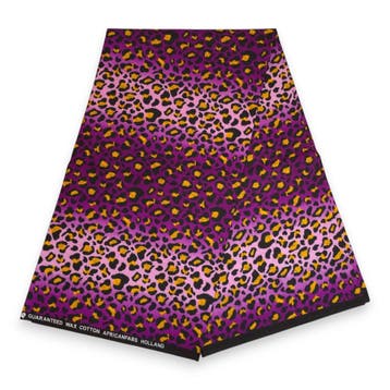 Afrikaanse wax print stof - Paars Luipaard Spots - 100% kato, Hobby en Vrije tijd, Ophalen of Verzenden, Nieuw