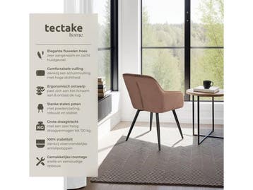 tectake® Eetkamerstoel Marilyn - Gestoffeerd - Fluweellook -, Verzenden, Nieuw