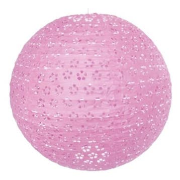 Roze lampion met bloemen motief 35 cm - Lampionnen, Hobby en Vrije tijd, Ophalen of Verzenden, Nieuw