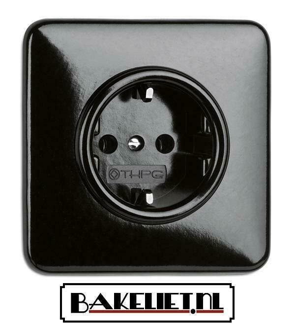 BAKELIET stopcontact zwart inbouw I Bakeliet.nl, Doe-het-zelf en Verbouw, Elektra en Kabels, Stopcontact, Nieuw, Verzenden