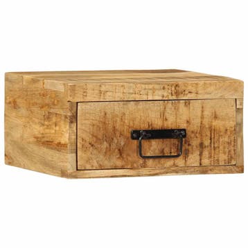 vidaXL Nachtkastje wandgemonteerd massief ruw mangohout, Verzenden, Nieuw, Hout, Minder dan 45 cm