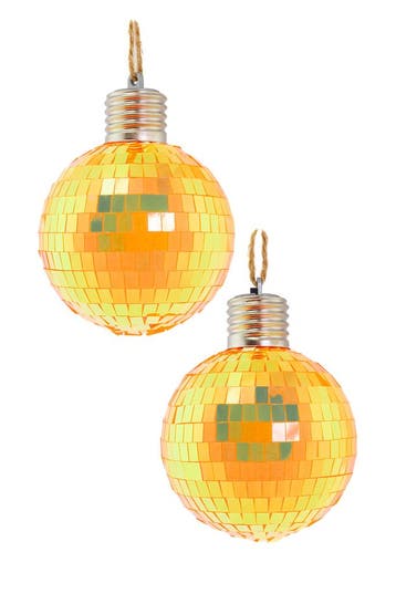 KIMU® 2x Discobal Ø 8 cm LED Iridescent Oranje  Discobol Kle, Ophalen of Verzenden, Nieuw, Feestartikel, Carnaval
