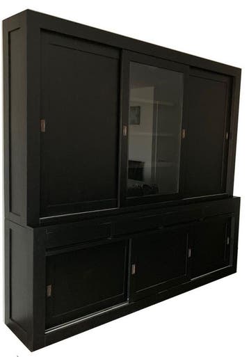 Buffetkast zwart XL greeploos 260 x 240cm dichte zijdeuren, Ophalen of Verzenden, Nieuw