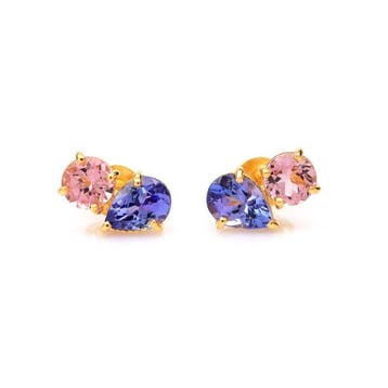 Oorstekers - 14 karaat Geel goud - 2.42ct. tw. Tanzaniet -