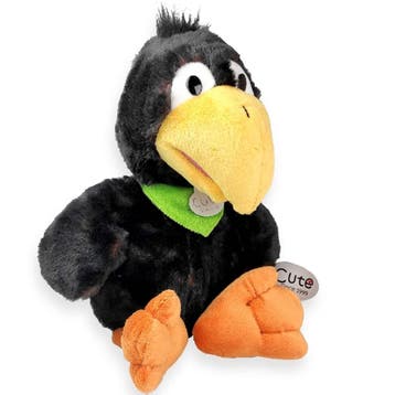Inware raaf knuffel - pluche - zwart - 25 cm - vogelknuffel, Verzenden, Nieuw