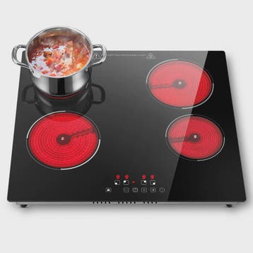 60cm Inbouw Keramische Kookplaat 6000W - 4 Zones, Touch Cont, Verzenden, Nieuw