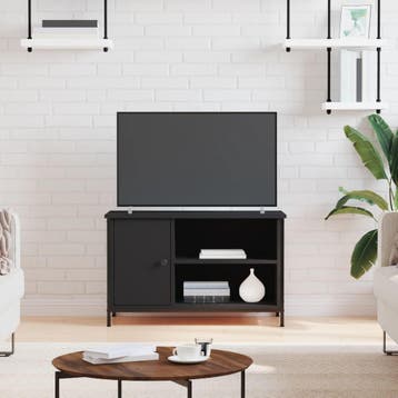 vidaXL Tv-meubel 80x40x50 cm bewerkt hout zwart, Minder dan 50 cm, Verzenden, Nieuw, Minder dan 100 cm