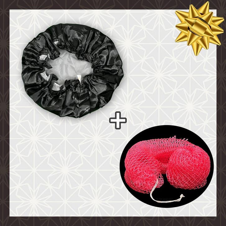 SHOWER SET - Douchemuts + Afrikaanse spons / net sponge Roze, Sieraden, Tassen en Uiterlijk, Uiterlijk | Haarverzorging, Nieuw