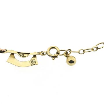 Bicolor gouden fantasie schakelketting, Sieraden, Tassen en Uiterlijk, Ophalen of Verzenden, Gebruikt, Goud, Goud