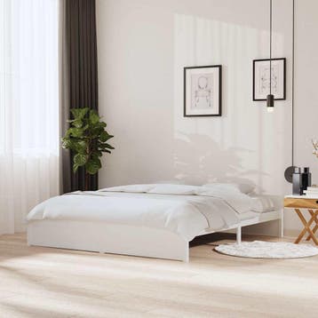 vidaXL Bedframe massief hout wit 180x200 cm, Huis en Inrichting, Eenpersoons, Verzenden, Wit, Nieuw