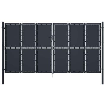 vidaXL Tuinpoort staal 400x200 cm antraciet, Verzenden, Nieuw