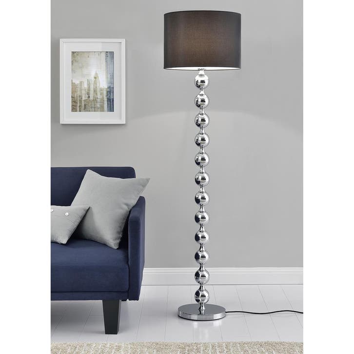 Vloerlamp Dallas staande lamp 155 cm E27 chroom en zwart, Huis en Inrichting, Lampen | Vloerlampen, Verzenden