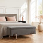 Bankje Dals met opbergruimte 100x40x42 cm grijs [en.casa], Huis en Inrichting, Verzenden, Nieuw