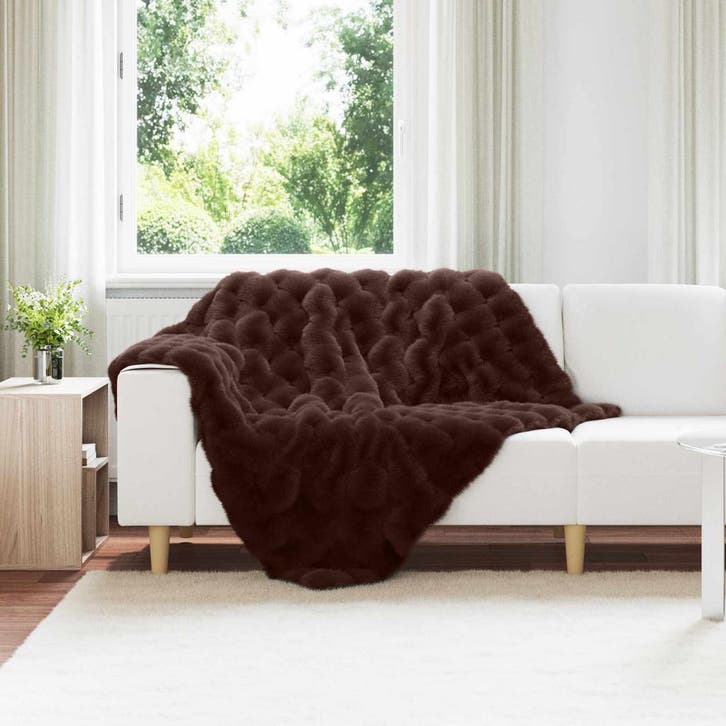 vidaXL Antislip deken van imitatie konijnenbont Olite Kameel, Huis en Inrichting, Slaapkamer | Beddengoed, Nieuw, Verzenden