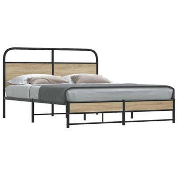vidaXL Bedframe zonder matras metaal gerookt eikenkleurig, Bruin, Verzenden, 200 cm, Metaal