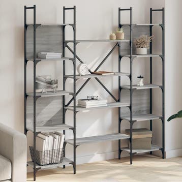 vidaXL Boekenkast 155,5x24x166,5 cm bewerkt hout grijs, Verzenden, Nieuw, Overige houtsoorten