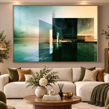 Lea Ottavi - Emerald Architectural Reflections · XXL · Hand, Antiek en Kunst