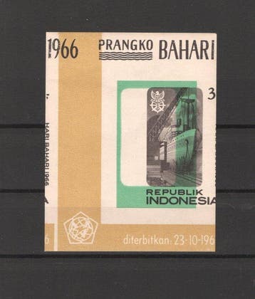 Indonesië 1966 - Indonesie 1966 fout druk schip, Gestempeld