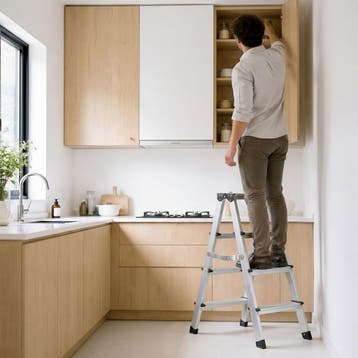 Dubbelzijdige aluminium trapladder, opklapbaar, antislip, Verzenden, Nieuw