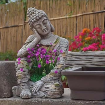 Retro Verweerd Buddha Beeld met Bloembak - Zen Tuindecoratie, Verzenden