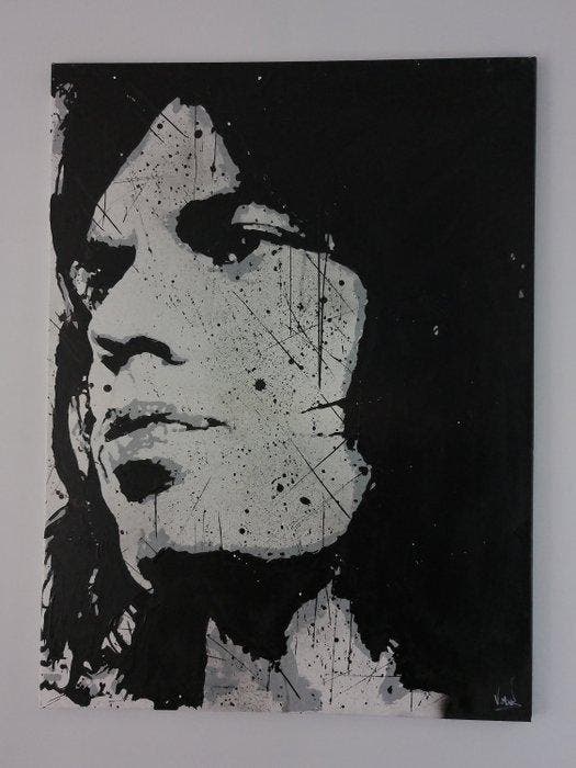 The Rolling Stones - Mick Jagger - Handpainted and signed, Cd's en Dvd's, Vinyl Singles