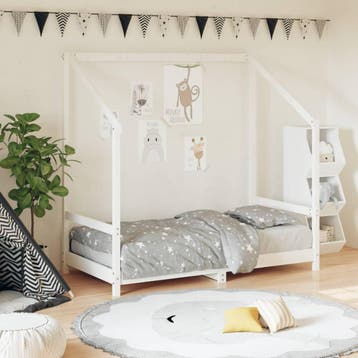 vidaXL Kinderbedframe 80x160 cm massief grenenhout wit, Kinderen en Baby's, Verzenden, Nieuw