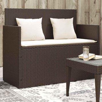 vidaXL Tuinbank met kussens poly rattan bruin, Tuin en Terras, Verzenden, Nieuw