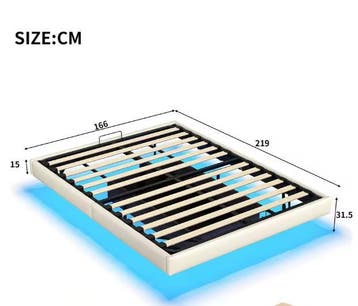 Tweepersoonsbed 160x200cm met LED en Opbergruimte – Zwart Be, Verzenden, Nieuw