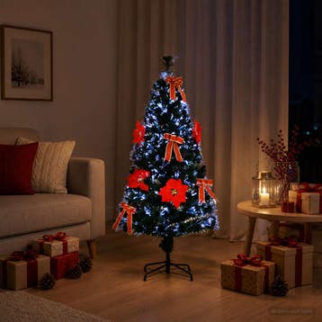 vidaXL Glasvezel kerstboom 150 cm 24 LEDs Meerkleurig PVC, Diversen, Verzenden, Nieuw