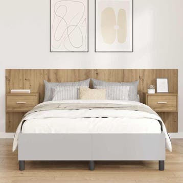 vidaXL Hoofdbord Met Kast 3 st Artisan Eiken Bewerkt hout, Verzenden, Nieuw, Bruin, Hout