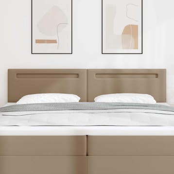 vidaXL LED Hoofdbord Cappuccino Nep Leer, Verzenden, Nieuw, Bruin, Overige materialen