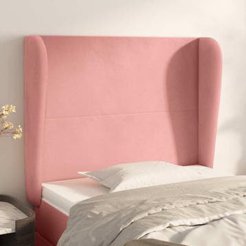 vidaXL Hoofdbord met randen 93x23x118/128 cm fluweel roze, Verzenden, Nieuw, Stof