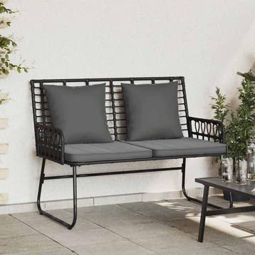 vidaXL Tuinbank Zwart en Anthraciet poly rattan, Verzenden, Nieuw, Rotan