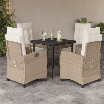 vidaXL 5-delige Tuinset met kussens poly rattan beige, Verzenden, Nieuw, 4 zitplaatsen, Tuinset