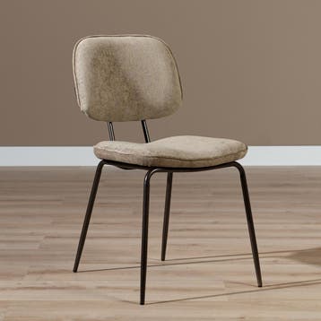 50% Korting: Velvet eetkamerstoel Javi taupe, Huis en Inrichting, Stoelen, Ophalen, Zo goed als nieuw, Industrieel, Stof